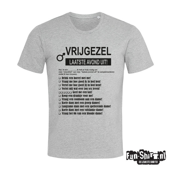 Checklist vrijgezellenfeest man T-shirt
