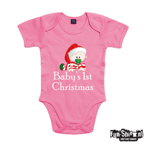 Baby's 1ste christmas Rompertje 0-3 M 53-60 CM Roze