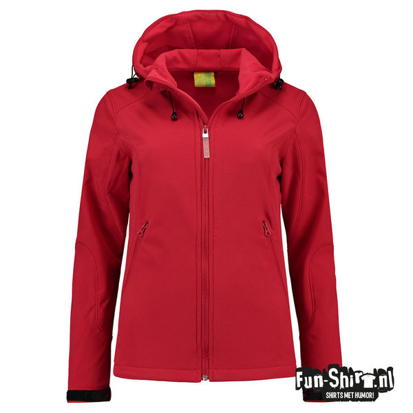 L&S Softshell Hooded Jacket for her Rood XXL
