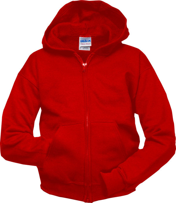 Gildan Heavyblend Full Zip Hooded Sweater for him ROYAL BLUE MAAT L RED MAAT XL