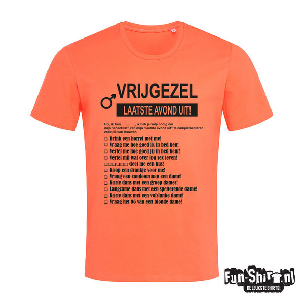 Checklist vrijgezellenfeest man T-shirt - zalm 2XL man